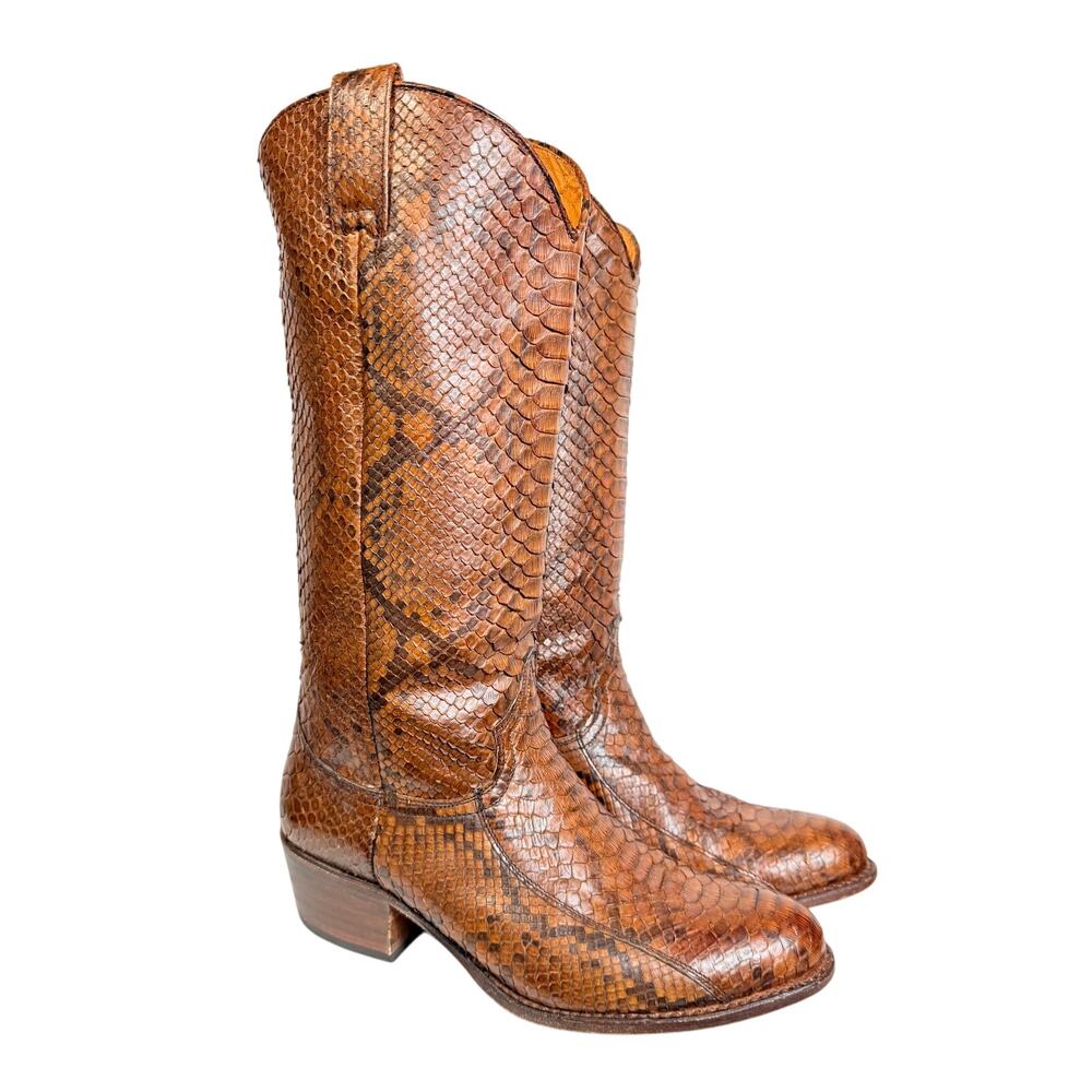 Frye Western Exotic Leather Full Python Snakeskin Cowboy Boots Women's 7